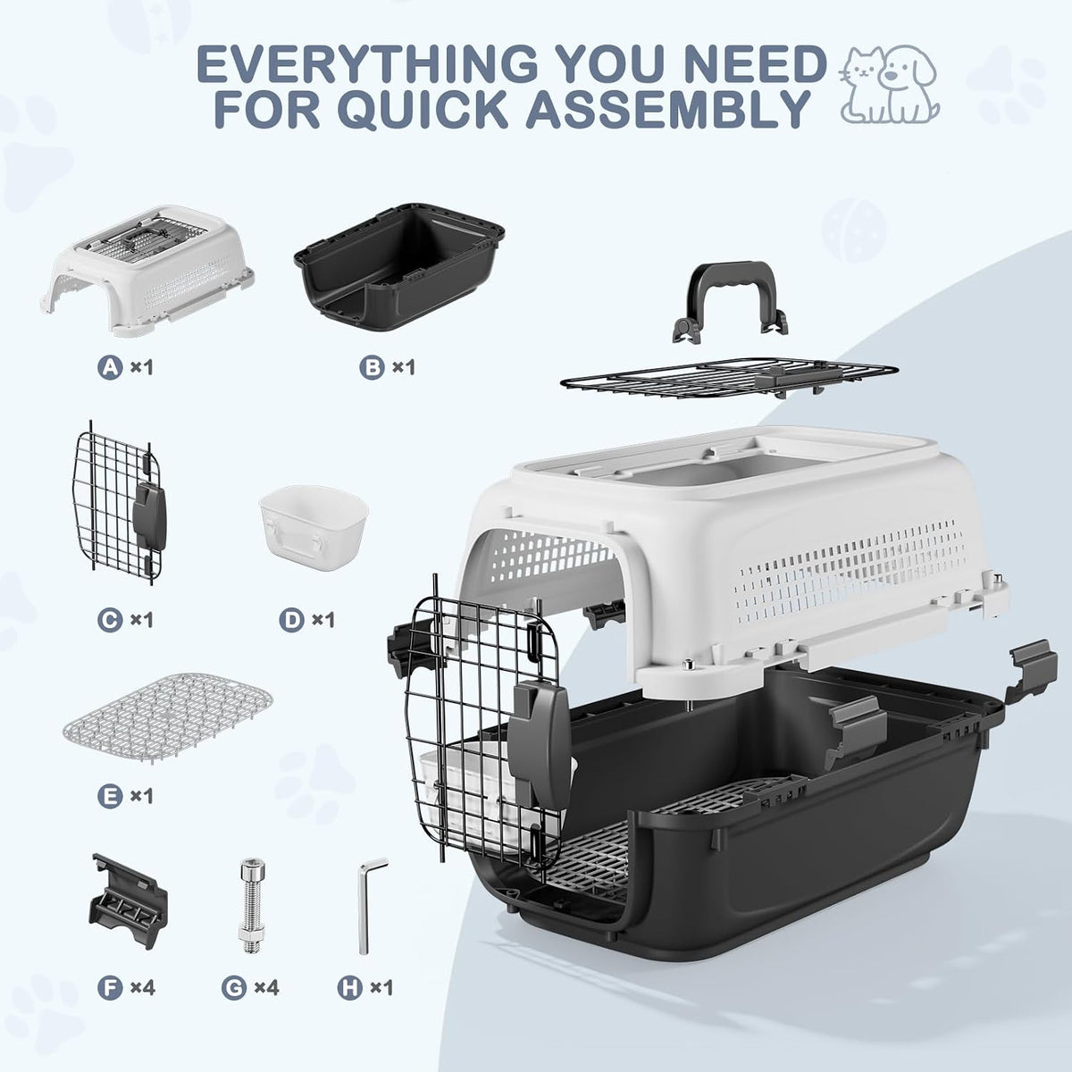 19.5" Hard Shell Cat Carrier, Pet Carrier for Small Dogs & Cats