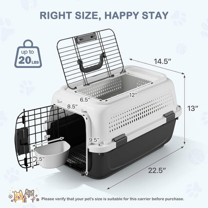 19.5" Hard Shell Cat Carrier, Pet Carrier for Small Dogs & Cats