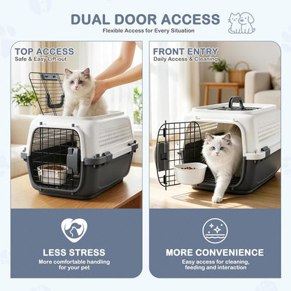 19.5" Hard Shell Cat Carrier, Pet Carrier for Small Dogs & Cats