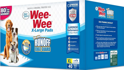 Wee-Wee Superior Performance Extra Large Pee Pads for Dogs with Runoff Barrier Edge Guard Protection, Puppy & Dog Potty Training Pads, Housebreaking Supplies, 28" x 34"