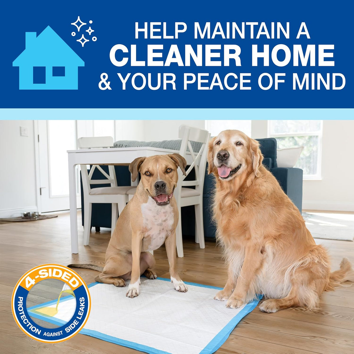 Wee-Wee Superior Performance Extra Large Pee Pads for Dogs with Runoff Barrier Edge Guard Protection, Puppy & Dog Potty Training Pads, Housebreaking Supplies, 28" x 34"