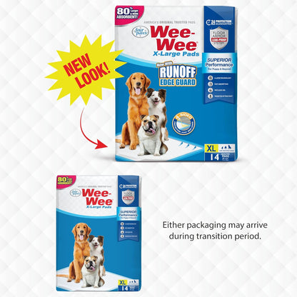 Wee-Wee Superior Performance Extra Large Pee Pads for Dogs with Runoff Barrier Edge Guard Protection, Puppy & Dog Potty Training Pads, Housebreaking Supplies, 28" x 34"