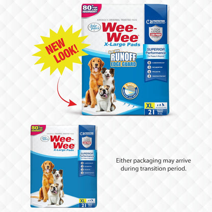 Wee-Wee Superior Performance Extra Large Pee Pads for Dogs with Runoff Barrier Edge Guard Protection, Puppy & Dog Potty Training Pads, Housebreaking Supplies, 28" x 34"