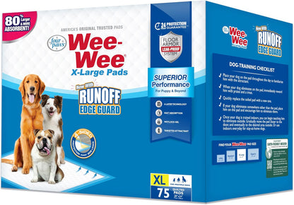 Wee-Wee Superior Performance Extra Large Pee Pads for Dogs with Runoff Barrier Edge Guard Protection, Puppy & Dog Potty Training Pads, Housebreaking Supplies, 28" x 34"