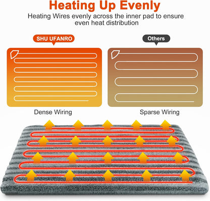 Pet Heating Pad, Waterproof Heated Dog Cat Bed with 11 Adjustable Temperatures & 24H Timer, Auto Shut-Off, Chew-Resistant Cord, Washable Cover, Indoor Electric Heating Mat, Beige, M(28" x 20")