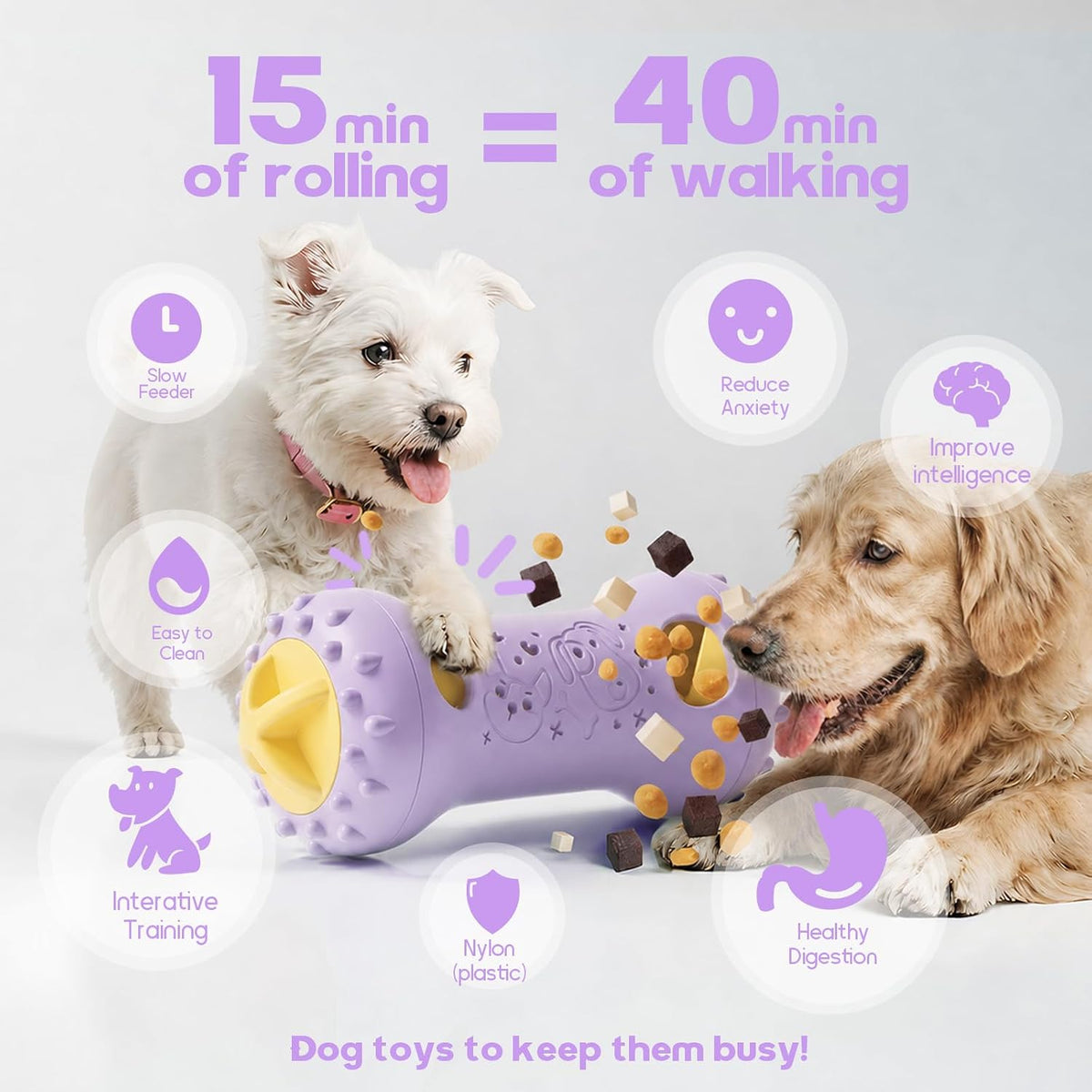 Interactive Dog Toys,Adjustable Treat Dispensing Toy to Keep Them Busy