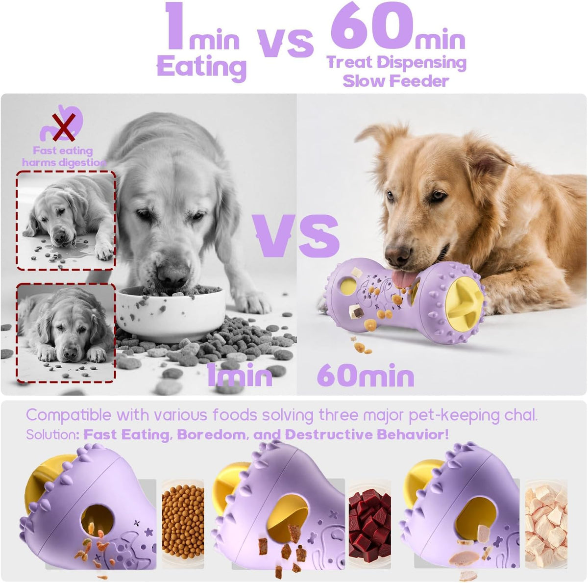 Interactive Dog Toys,Adjustable Treat Dispensing Toy to Keep Them Busy
