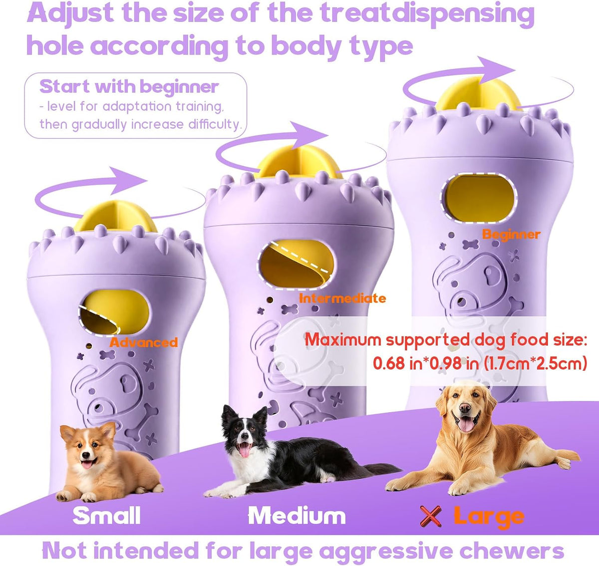 Interactive Dog Toys,Adjustable Treat Dispensing Toy to Keep Them Busy