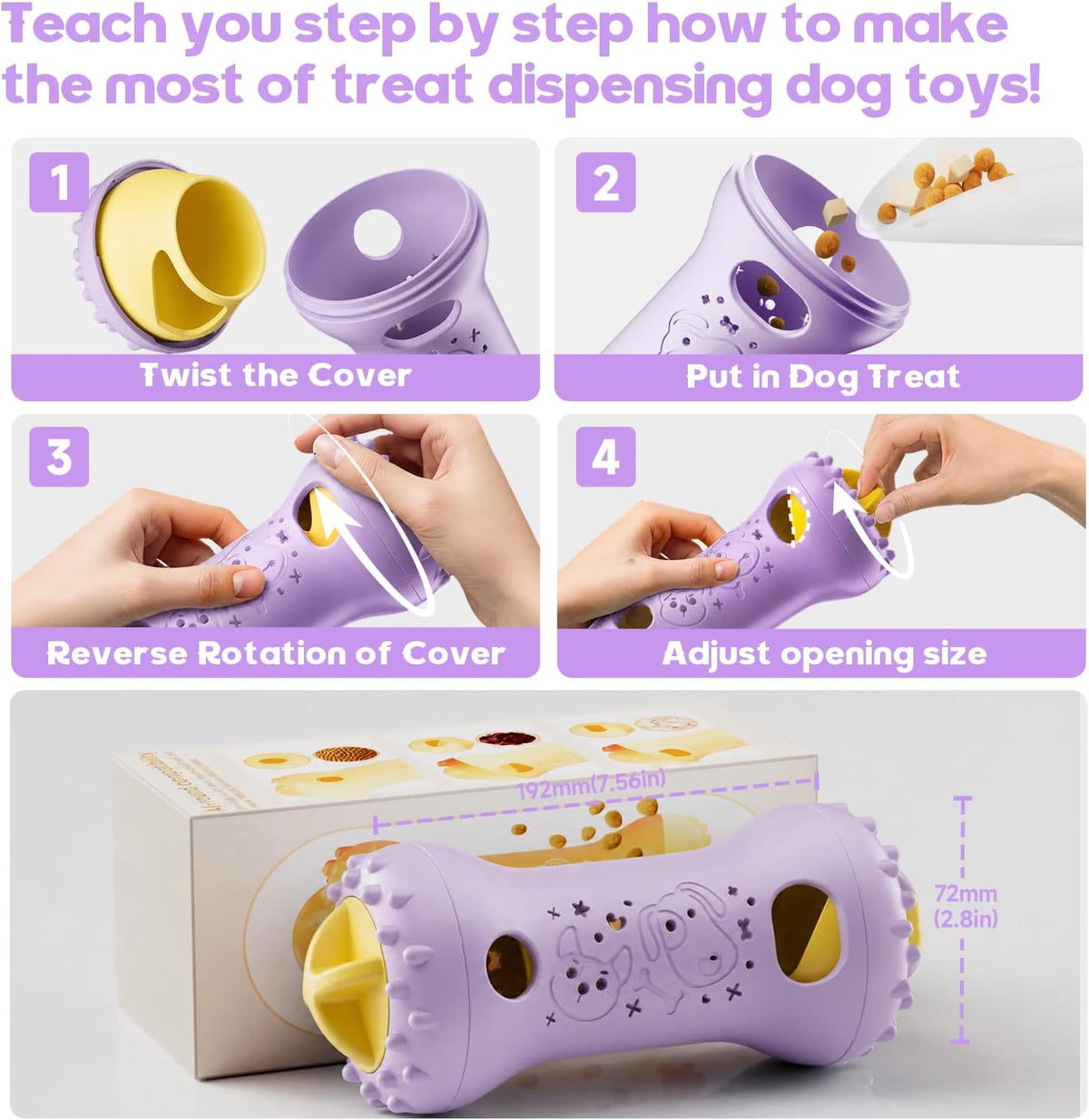 Interactive Dog Toys,Adjustable Treat Dispensing Toy to Keep Them Busy