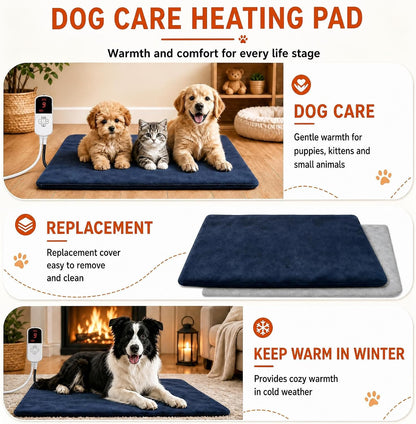 Dog Heating Pad Outdoor 28×18in with Adjustable 9 Temp Setting & Timer