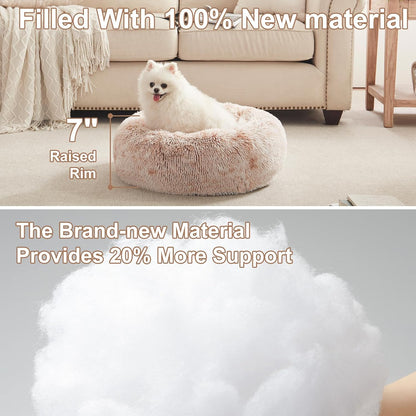 36 inches Faux Fur Fluffy Donut Dog Bed for Large Dogs,Dark Grey