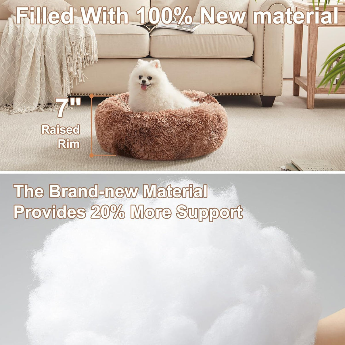 36 inches Faux Fur Fluffy Donut Dog Bed for Large Dogs,Dark Grey