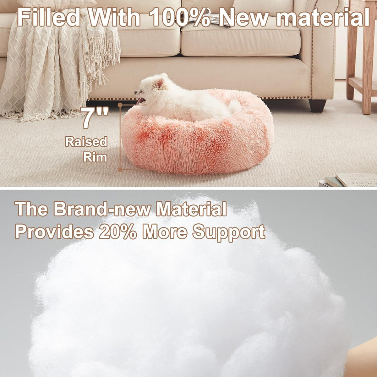 36 inches Faux Fur Fluffy Donut Dog Bed for Large Dogs,Dark Grey
