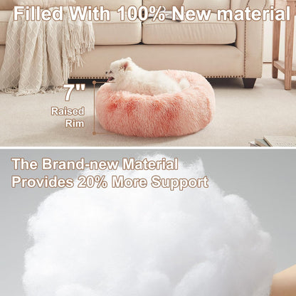 36 inches Faux Fur Fluffy Donut Dog Bed for Large Dogs,Dark Grey