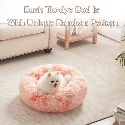 36 inches Faux Fur Fluffy Donut Dog Bed for Large Dogs,Dark Grey