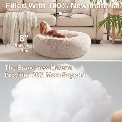 36 inches Faux Fur Fluffy Donut Dog Bed for Large Dogs,Dark Grey
