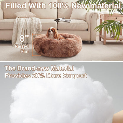 36 inches Faux Fur Fluffy Donut Dog Bed for Large Dogs,Dark Grey