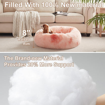 36 inches Faux Fur Fluffy Donut Dog Bed for Large Dogs,Dark Grey
