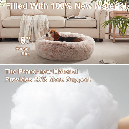 36 inches Faux Fur Fluffy Donut Dog Bed for Large Dogs,Dark Grey