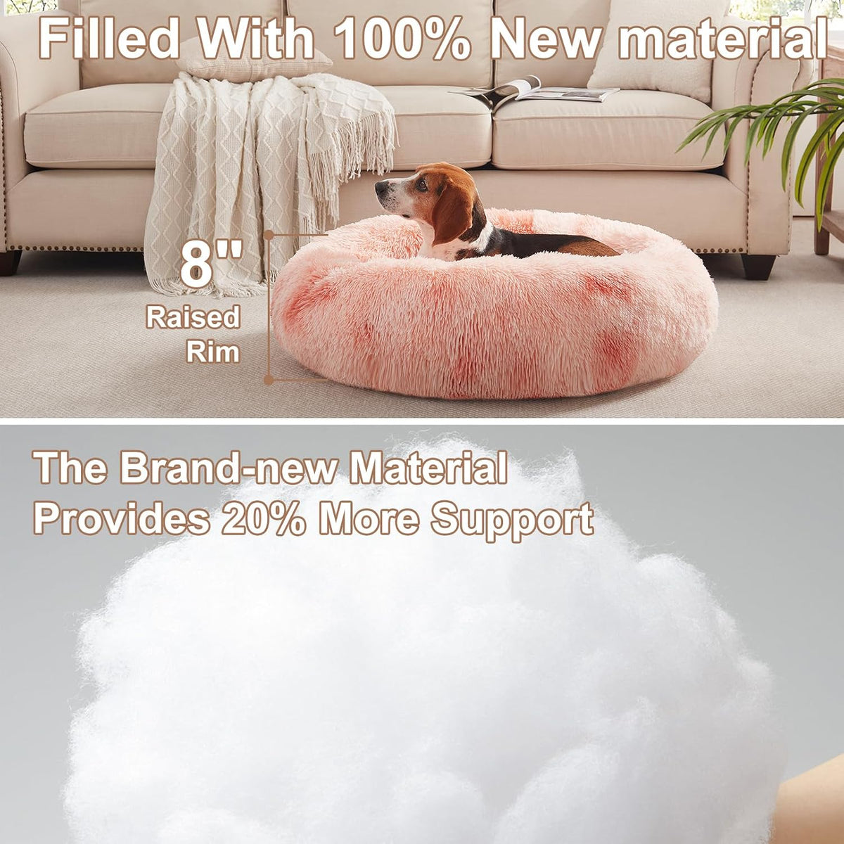 36 inches Faux Fur Fluffy Donut Dog Bed for Large Dogs,Dark Grey