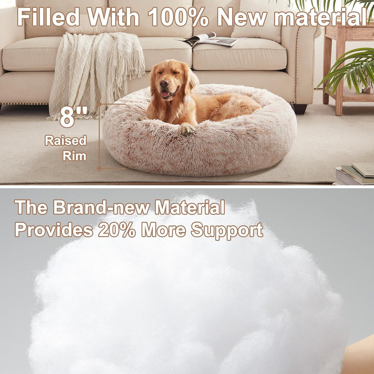 36 inches Faux Fur Fluffy Donut Dog Bed for Large Dogs,Dark Grey