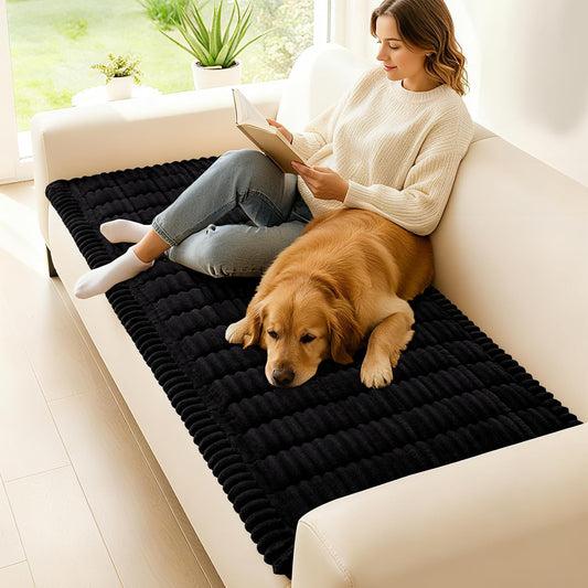Couch Cover for Dogs, Washable Non Slip Plush Flannel Sofa Protector | Thick Flannel, Anti-Slip Backing, Pet Hair & Scratch Protection, Fits Sofa & Loveseat (27.6" x 59") - Colors B