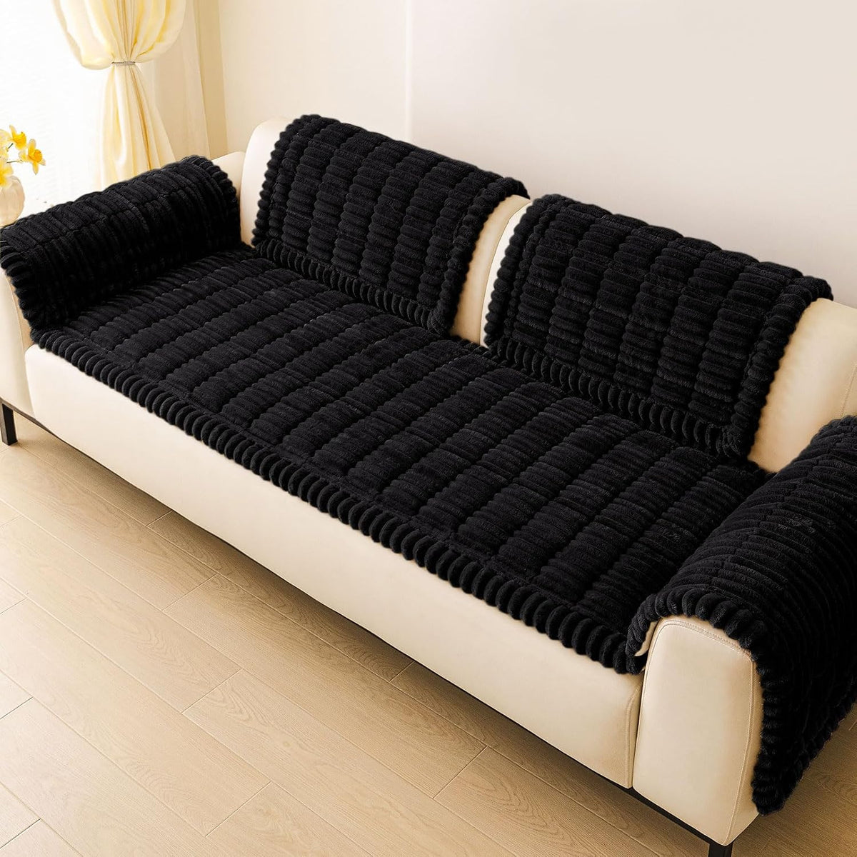 Couch Cover for Dogs, Washable Non Slip Plush Flannel Sofa Protector | Thick Flannel, Anti-Slip Backing, Pet Hair & Scratch Protection, Fits Sofa & Loveseat (27.6" x 59") - Colors B