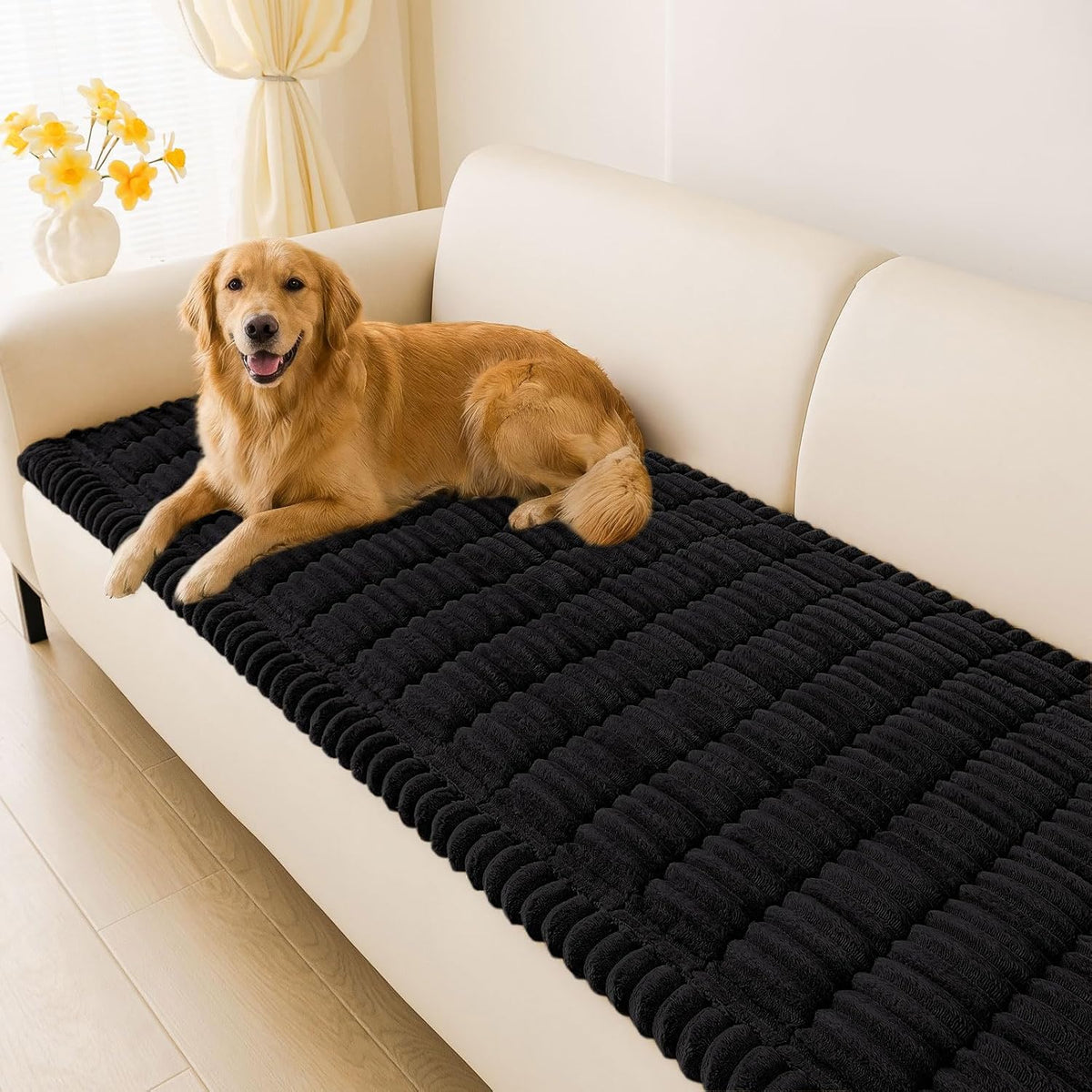 Couch Cover for Dogs, Washable Non Slip Plush Flannel Sofa Protector | Thick Flannel, Anti-Slip Backing, Pet Hair & Scratch Protection, Fits Sofa & Loveseat (27.6" x 59") - Colors B