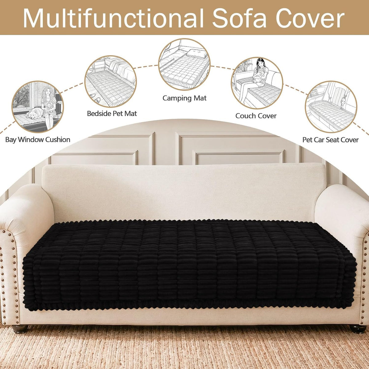 Couch Cover for Dogs, Washable Non Slip Plush Flannel Sofa Protector | Thick Flannel, Anti-Slip Backing, Pet Hair & Scratch Protection, Fits Sofa & Loveseat (27.6" x 59") - Colors B