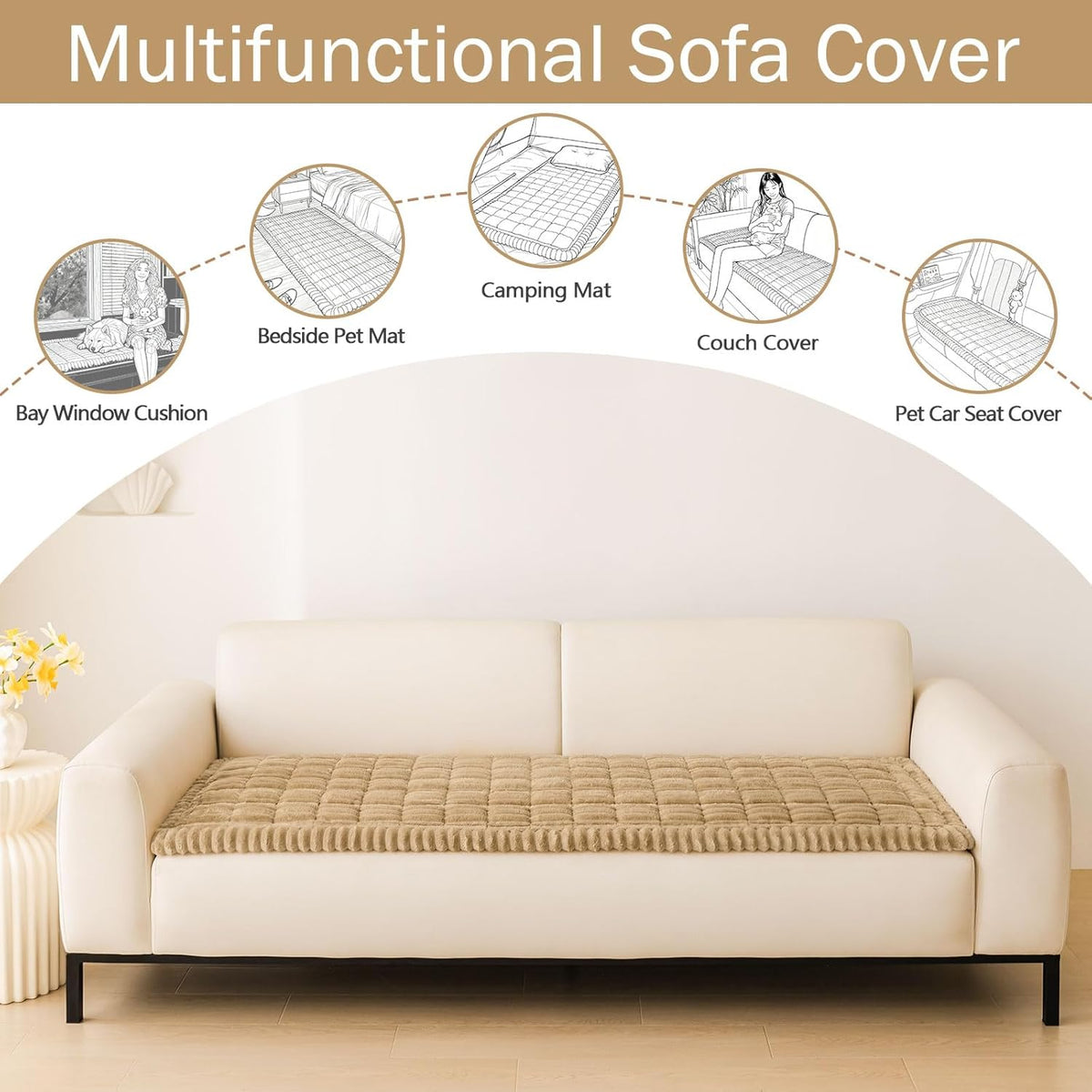 Couch Cover for Dogs, Washable Non Slip Plush Flannel Sofa Protector | Thick Flannel, Anti-Slip Backing, Pet Hair & Scratch Protection, Fits Sofa & Loveseat (27.6" x 59") - Colors B