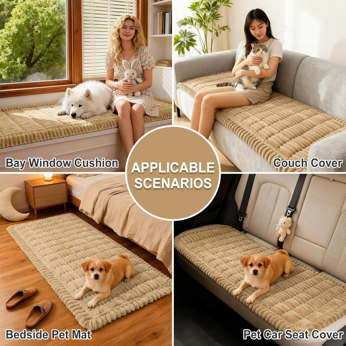 Couch Cover for Dogs, Washable Non Slip Plush Flannel Sofa Protector | Thick Flannel, Anti-Slip Backing, Pet Hair & Scratch Protection, Fits Sofa & Loveseat (27.6" x 59") - Colors B
