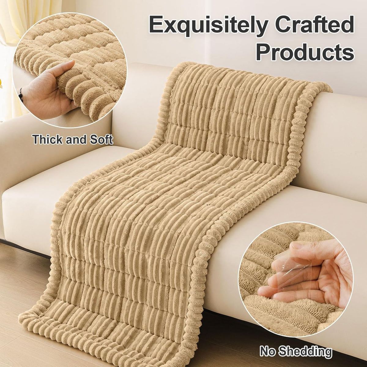 Couch Cover for Dogs, Washable Non Slip Plush Flannel Sofa Protector | Thick Flannel, Anti-Slip Backing, Pet Hair & Scratch Protection, Fits Sofa & Loveseat (27.6" x 59") - Colors B