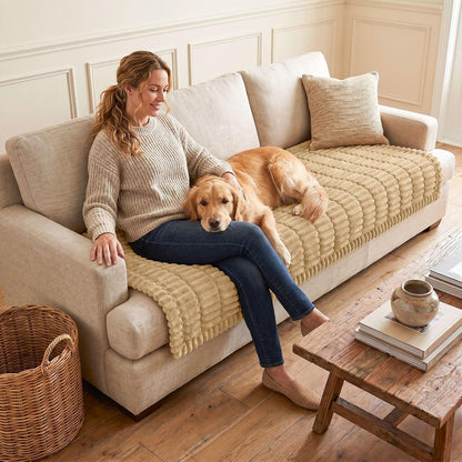 Couch Cover for Dogs, Washable Non Slip Plush Flannel Sofa Protector | Thick Flannel, Anti-Slip Backing, Pet Hair & Scratch Protection, Fits Sofa & Loveseat (27.6" x 59") - Colors B