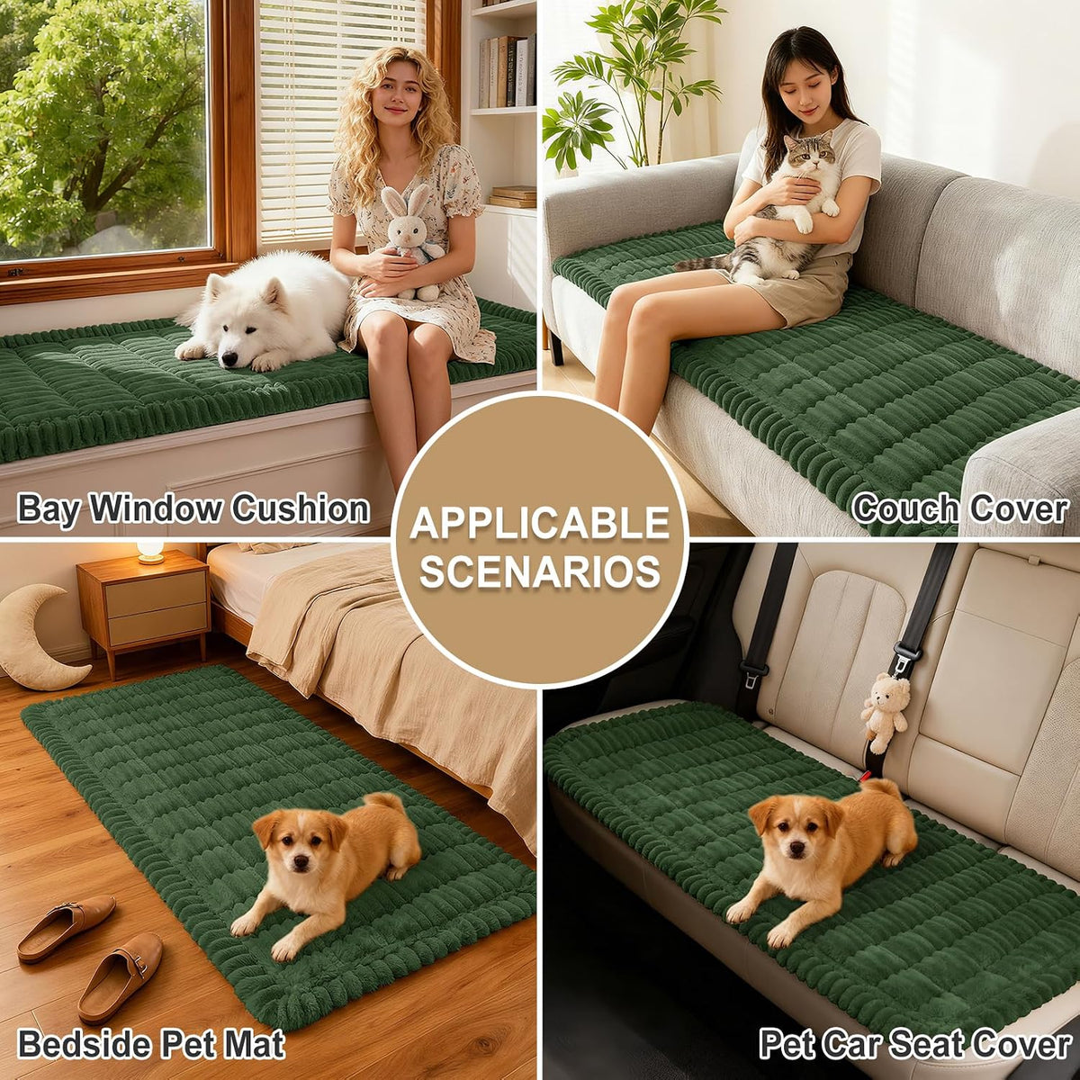Couch Cover for Dogs, Washable Non Slip Plush Flannel Sofa Protector | Thick Flannel, Anti-Slip Backing, Pet Hair & Scratch Protection, Fits Sofa & Loveseat (27.6" x 59") - Colors B