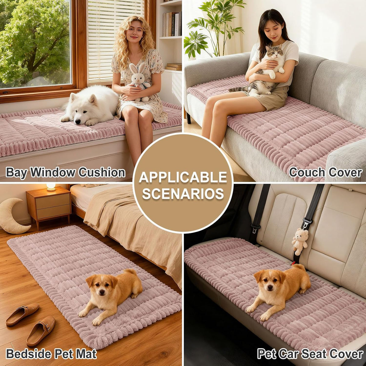 Couch Cover for Dogs, Washable Non Slip Plush Flannel Sofa Protector | Thick Flannel, Anti-Slip Backing, Pet Hair & Scratch Protection, Fits Sofa & Loveseat (27.6" x 59") - Colors B