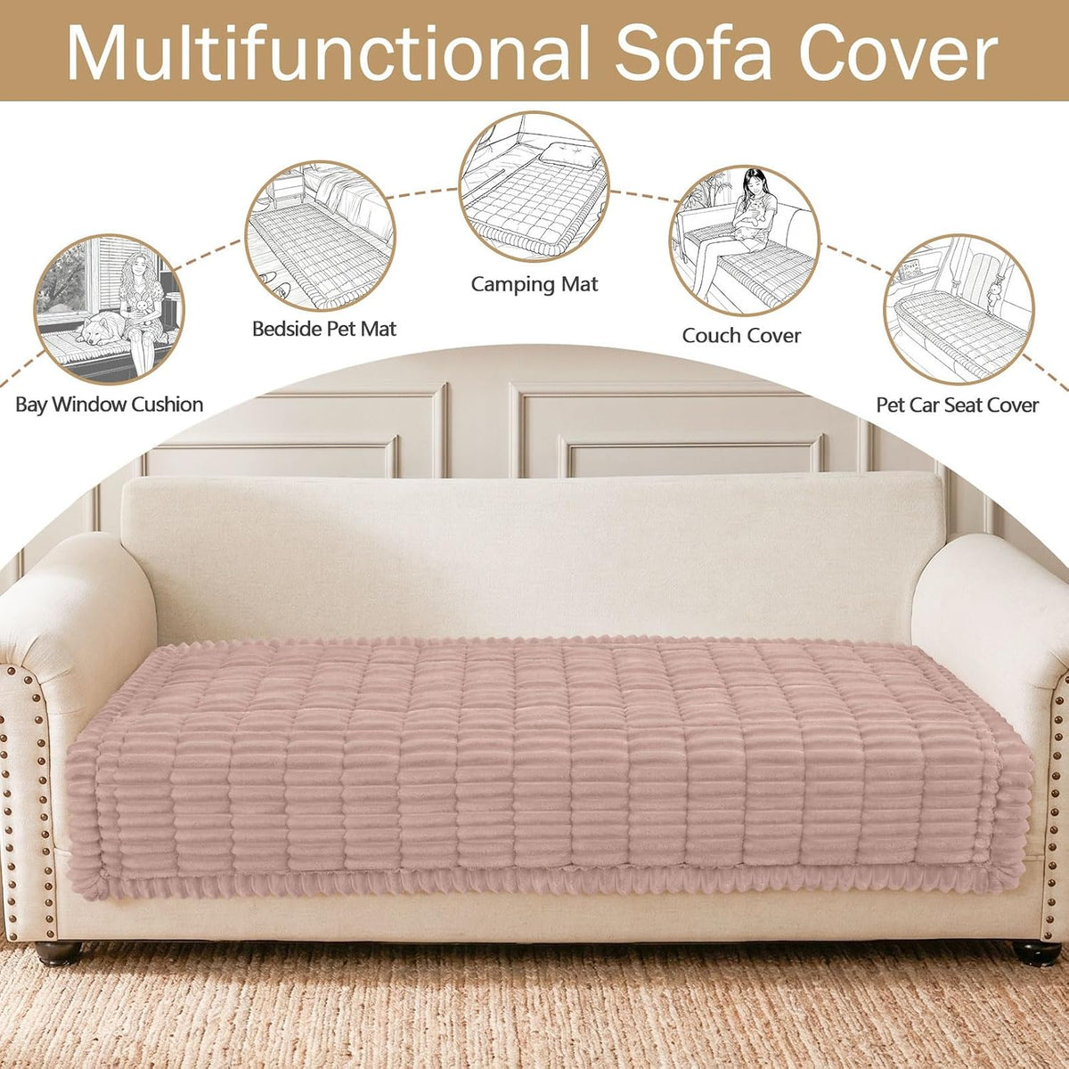 Couch Cover for Dogs, Washable Non Slip Plush Flannel Sofa Protector | Thick Flannel, Anti-Slip Backing, Pet Hair & Scratch Protection, Fits Sofa & Loveseat (27.6" x 59") - Colors B