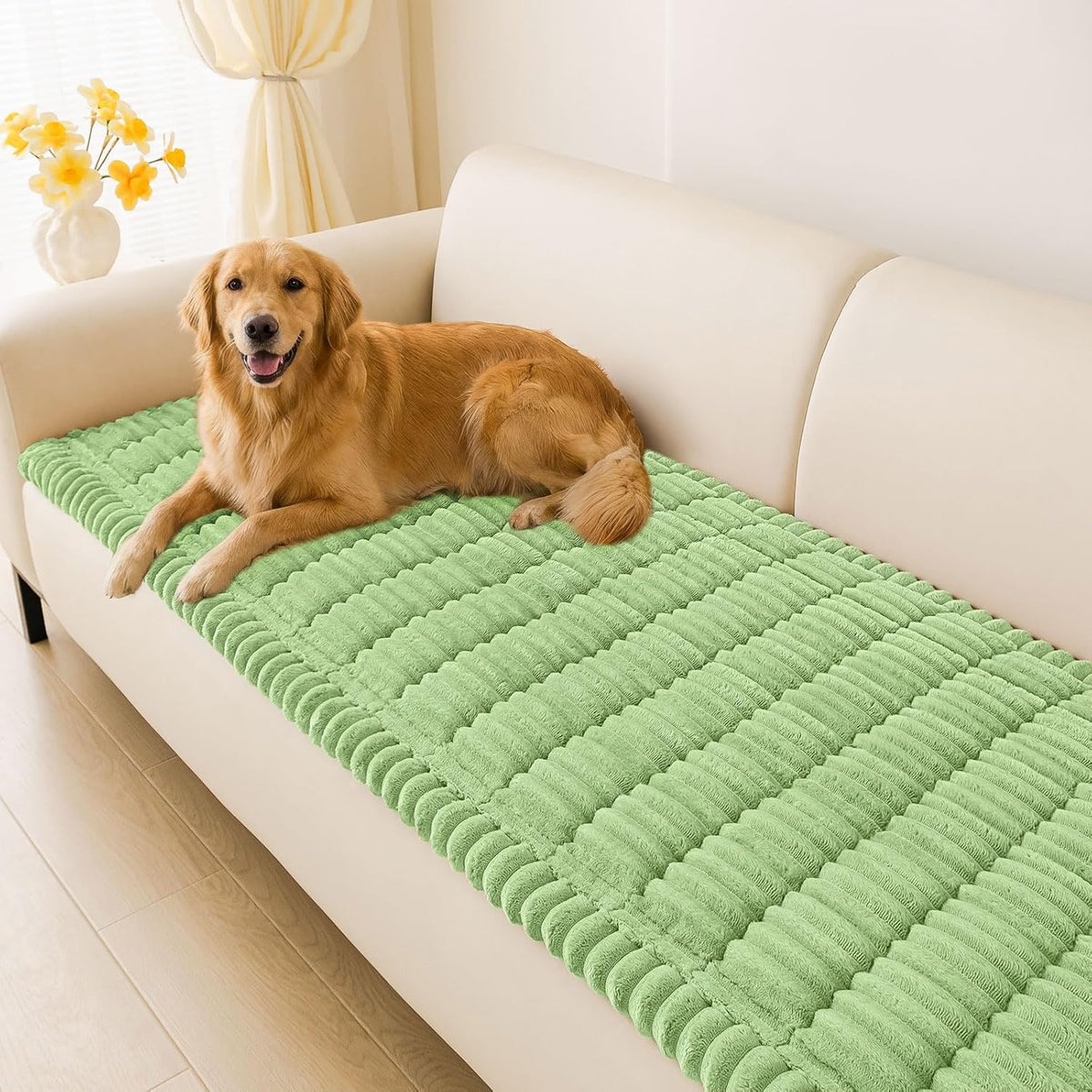 Couch Cover for Dogs, Washable Non Slip Plush Flannel Sofa Protector | Thick Flannel, Anti-Slip Backing, Pet Hair & Scratch Protection, Fits Sofa & Loveseat (27.6" x 59") - Colors B