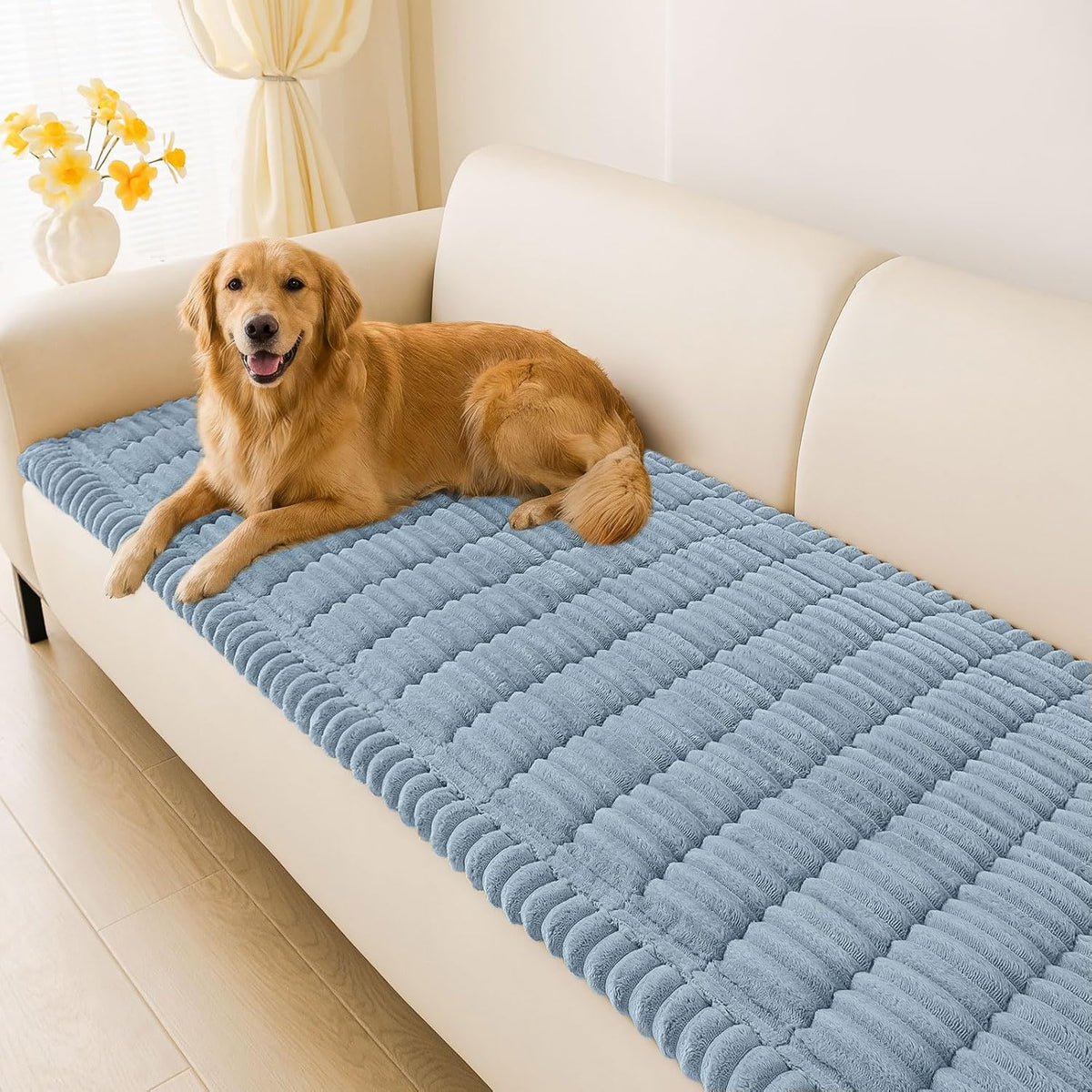 Couch Cover for Dogs, Washable Non Slip Plush Flannel Sofa Protector | Thick Flannel, Anti-Slip Backing, Pet Hair & Scratch Protection, Fits Sofa & Loveseat (27.6" x 59") - Colors B