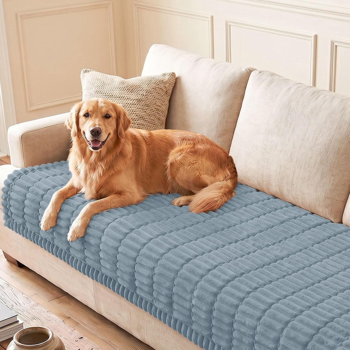 Couch Cover for Dogs, Washable Non Slip Plush Flannel Sofa Protector | Thick Flannel, Anti-Slip Backing, Pet Hair & Scratch Protection, Fits Sofa & Loveseat (27.6" x 59") - Colors B
