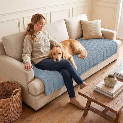 Couch Cover for Dogs, Washable Non Slip Plush Flannel Sofa Protector | Thick Flannel, Anti-Slip Backing, Pet Hair & Scratch Protection, Fits Sofa & Loveseat (27.6" x 59") - Colors B