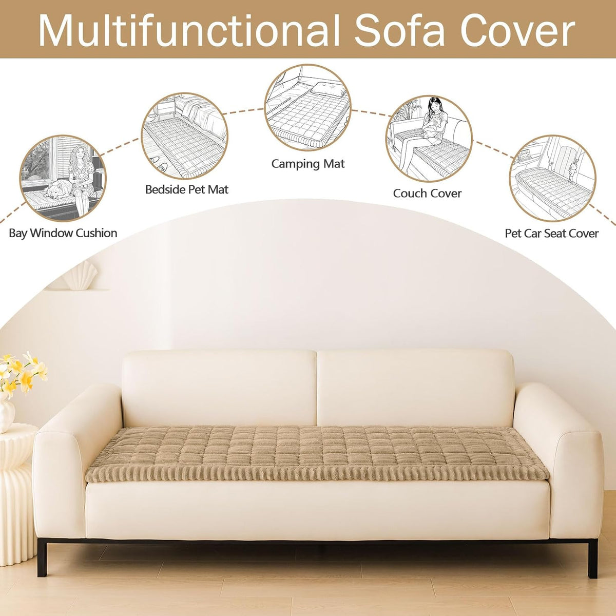 Couch Cover for Dogs, Washable Non Slip Plush Flannel Sofa Protector | Thick Flannel, Anti-Slip Backing, Pet Hair & Scratch Protection, Fits Sofa & Loveseat (27.6" x 59") - Colors B