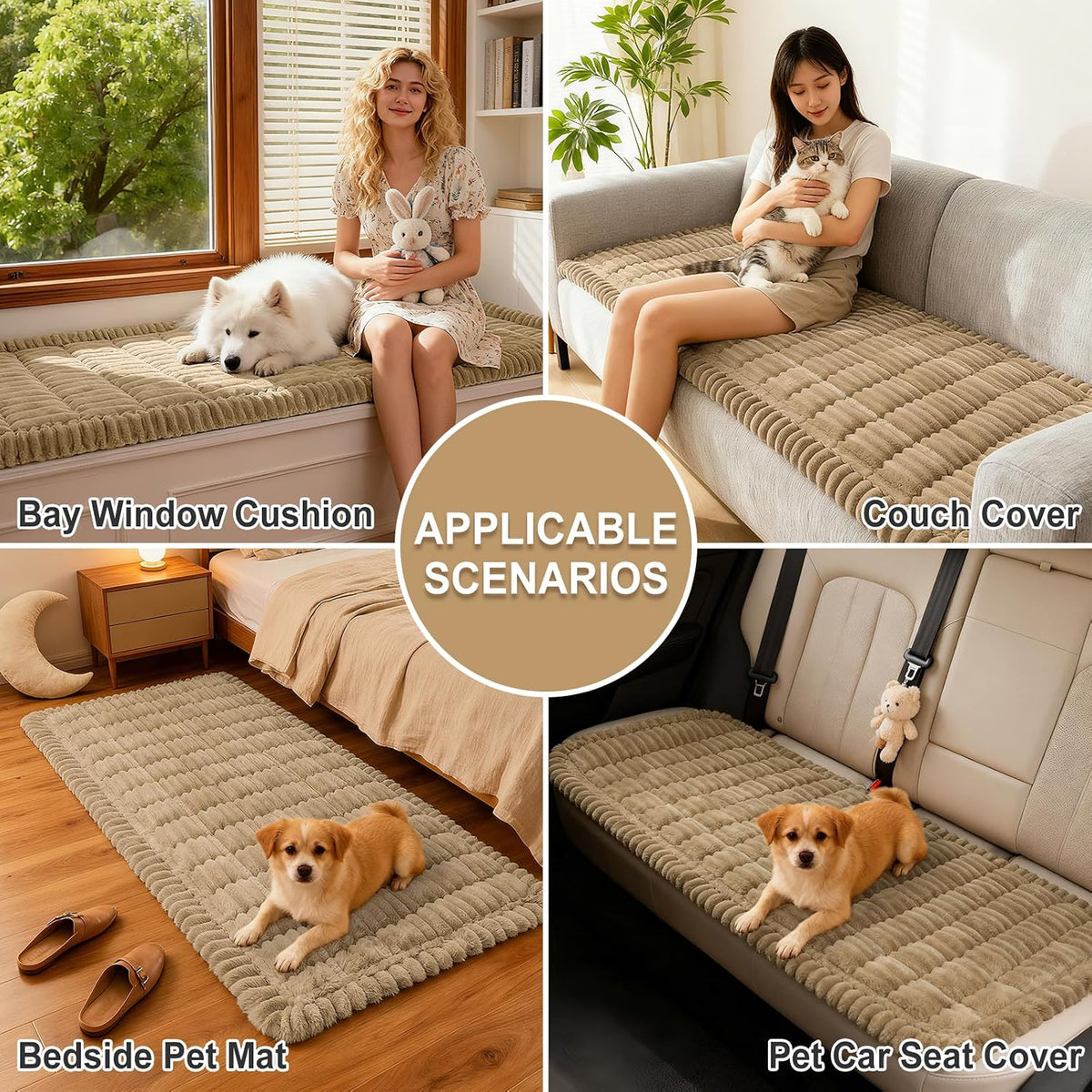 Couch Cover for Dogs, Washable Non Slip Plush Flannel Sofa Protector | Thick Flannel, Anti-Slip Backing, Pet Hair & Scratch Protection, Fits Sofa & Loveseat (27.6" x 59") - Colors B