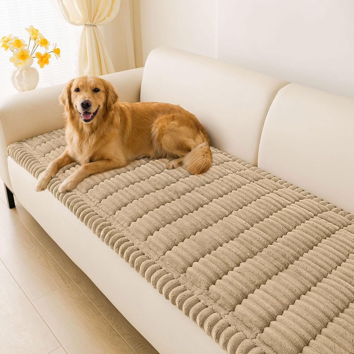 Couch Cover for Dogs, Washable Non Slip Plush Flannel Sofa Protector | Thick Flannel, Anti-Slip Backing, Pet Hair & Scratch Protection, Fits Sofa & Loveseat (27.6" x 59") - Colors B