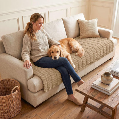 Couch Cover for Dogs, Washable Non Slip Plush Flannel Sofa Protector | Thick Flannel, Anti-Slip Backing, Pet Hair & Scratch Protection, Fits Sofa & Loveseat (27.6" x 59") - Colors B