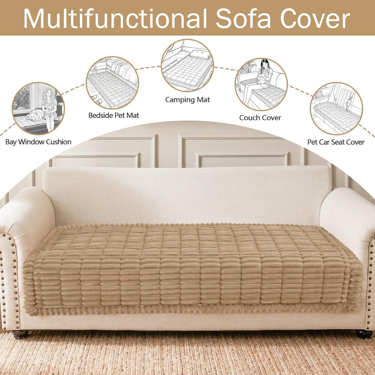 Couch Cover for Dogs, Washable Non Slip Plush Flannel Sofa Protector | Thick Flannel, Anti-Slip Backing, Pet Hair & Scratch Protection, Fits Sofa & Loveseat (27.6" x 59") - Colors B