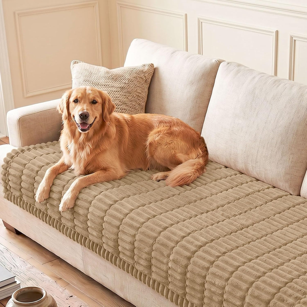 Couch Cover for Dogs, Washable Non Slip Plush Flannel Sofa Protector | Thick Flannel, Anti-Slip Backing, Pet Hair & Scratch Protection, Fits Sofa & Loveseat (27.6" x 59") - Colors B