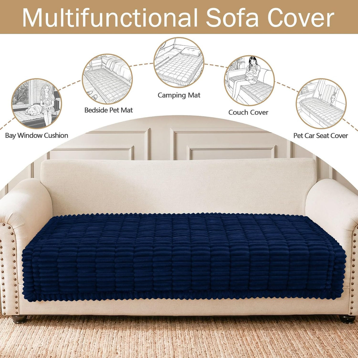 Couch Cover for Dogs, Washable Non Slip Plush Flannel Sofa Protector | Thick Flannel, Anti-Slip Backing, Pet Hair & Scratch Protection, Fits Sofa & Loveseat (27.6" x 59") - Colors B