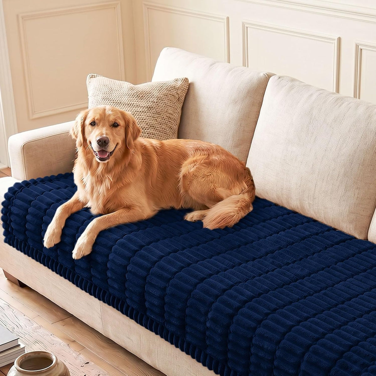 Couch Cover for Dogs, Washable Non Slip Plush Flannel Sofa Protector | Thick Flannel, Anti-Slip Backing, Pet Hair & Scratch Protection, Fits Sofa & Loveseat (27.6" x 59") - Colors B
