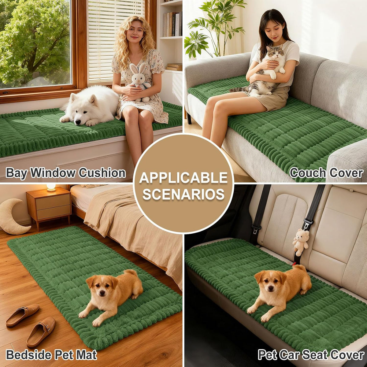 Couch Cover for Dogs, Washable Non Slip Plush Flannel Sofa Protector | Thick Flannel, Anti-Slip Backing, Pet Hair & Scratch Protection, Fits Sofa & Loveseat (27.6" x 59") - Colors B