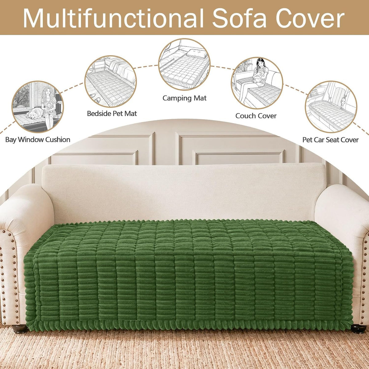 Couch Cover for Dogs, Washable Non Slip Plush Flannel Sofa Protector | Thick Flannel, Anti-Slip Backing, Pet Hair & Scratch Protection, Fits Sofa & Loveseat (27.6" x 59") - Colors B